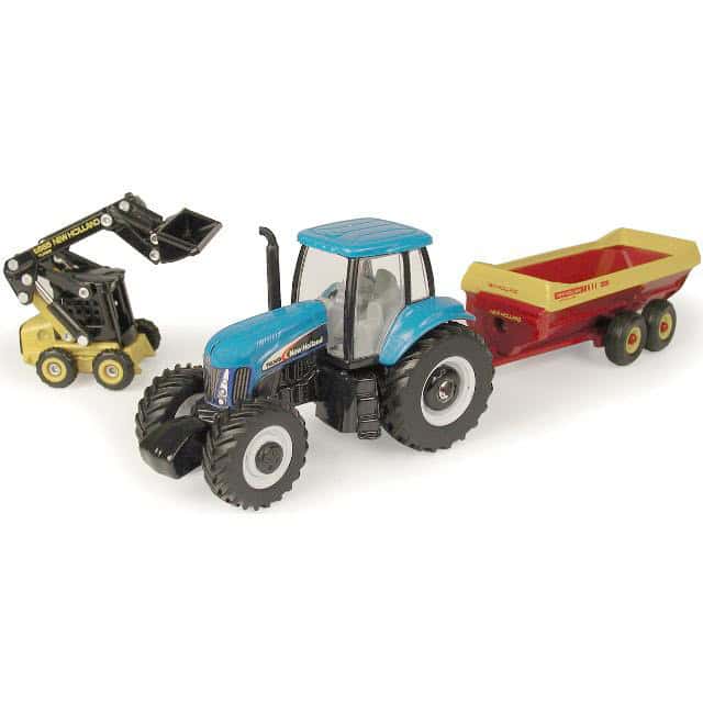 1/64 New Holland TG215 with V-Tank Spreader & L170 Skid Loader