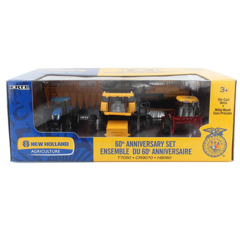 1/64 FFA 60th Anniversary New Holland 3 Piece Set by ERTL, 2008 Farm Show