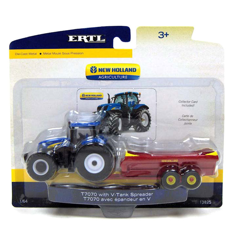 1/64 New Holland T7070 with V Type Tandem Axle Manure Spreader
