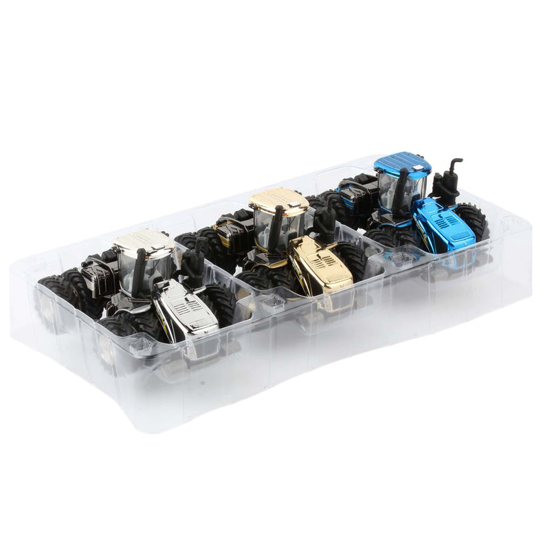 1/64 2016 New Holland Parts Expo T9.700 3 Piece Dealer Incentive Award Tractors by ERTL, Blue, Gold & Silver Chrome