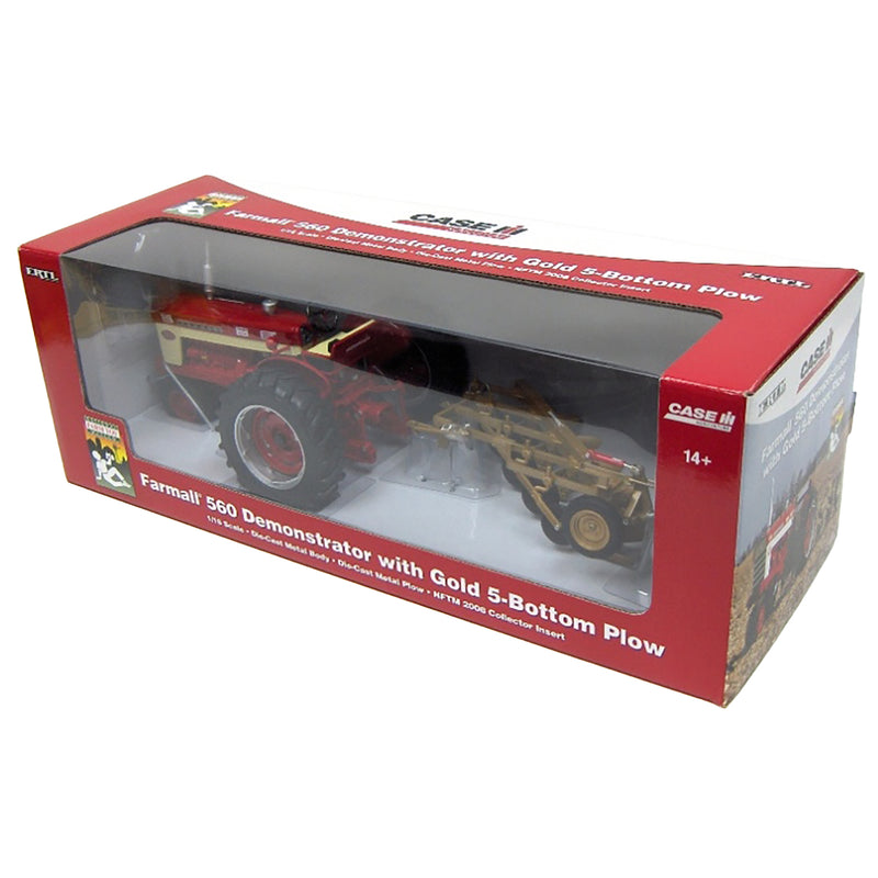 1/16 Farmall 560 Demo with Gold 5-Bottom Plow, 2008 National Farm Toy Museum Edition