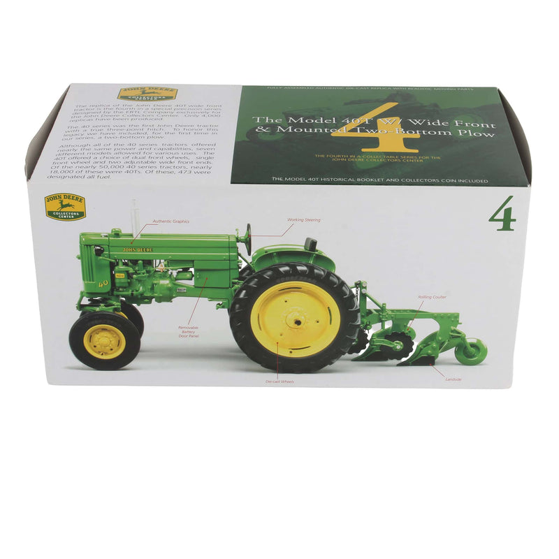 1/16 John Deere 40T Wide Front Tractor and Mounted Two Bottom Plow by ERTL, JD Collectors Center #4 Precision