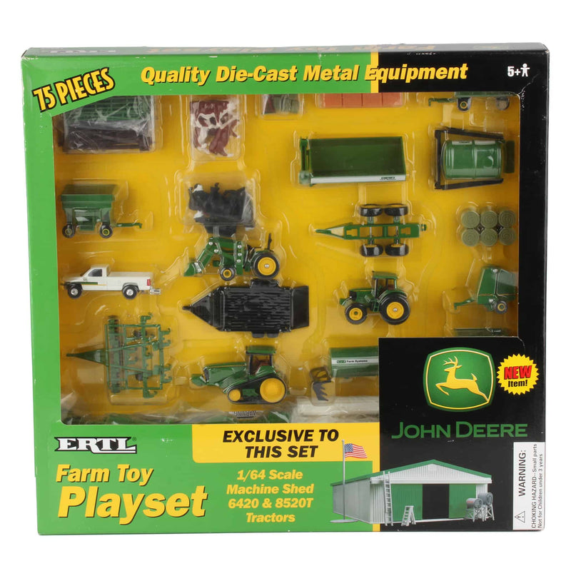 1/64 John Deere 75-Piece Farm Toy Playset with Machine Shed by ERTL