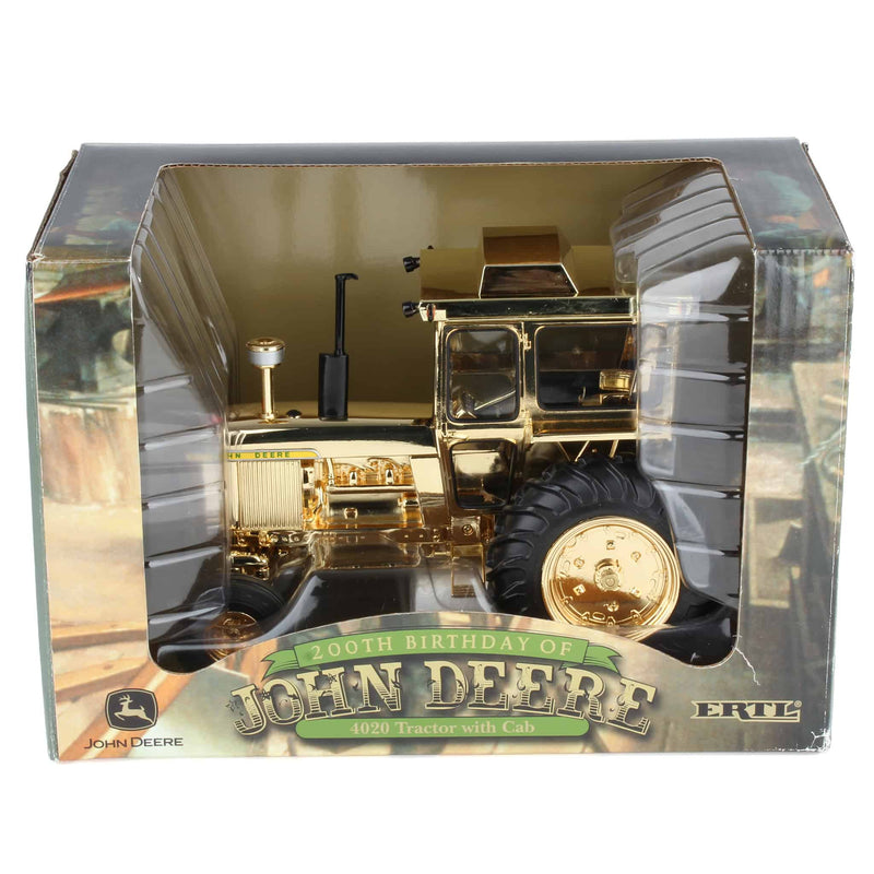 Gold Chrome ~ 1/16 John Deere 4020 Tractor with Cab by ERTL, 200th Birthday of John Deere, Anniversary Series #3
