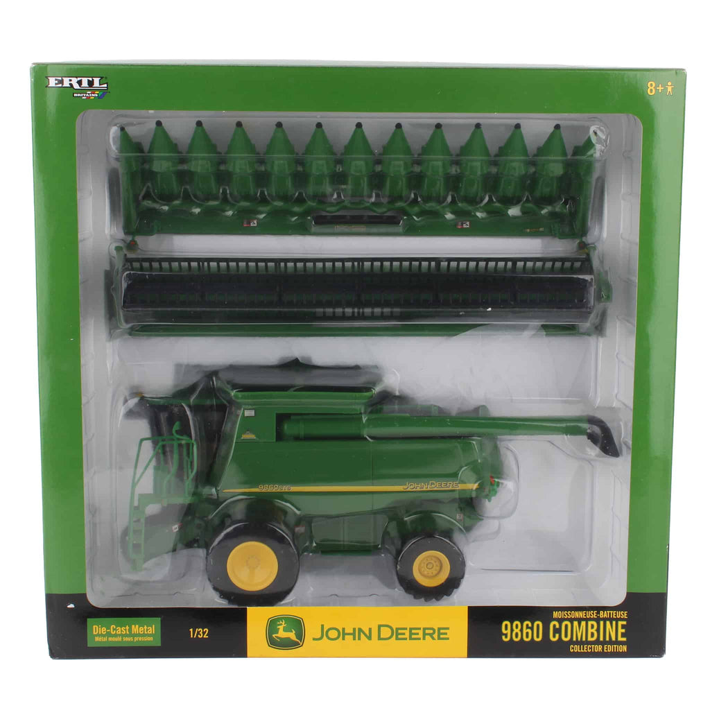 1/32 John Deere 9860 Combine W/ Duals & Corn/Bean Heads