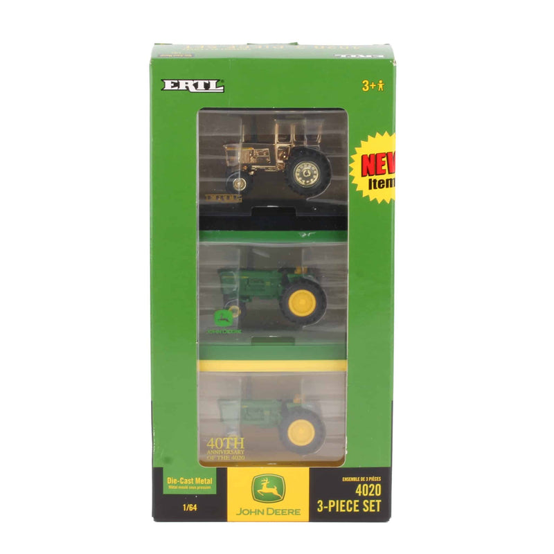 1/64 John Deere 4020 3 Piece Tractor Set with Gold 4020 Cab Tractor by ERTL