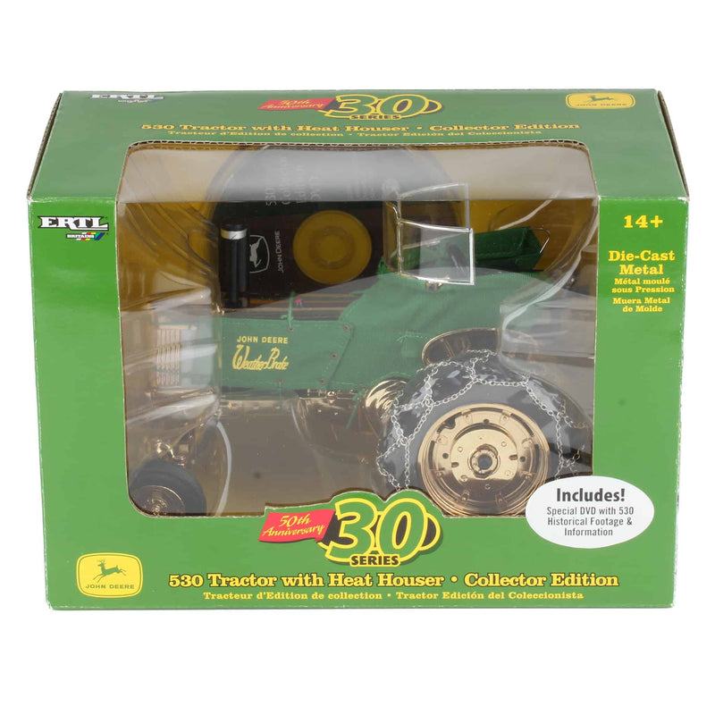 Gold Chrome ~ 1/16 John Deere 530 Wide Front Tractor with Heat Houser by ERTL, 50th Anniversary Collector Edition