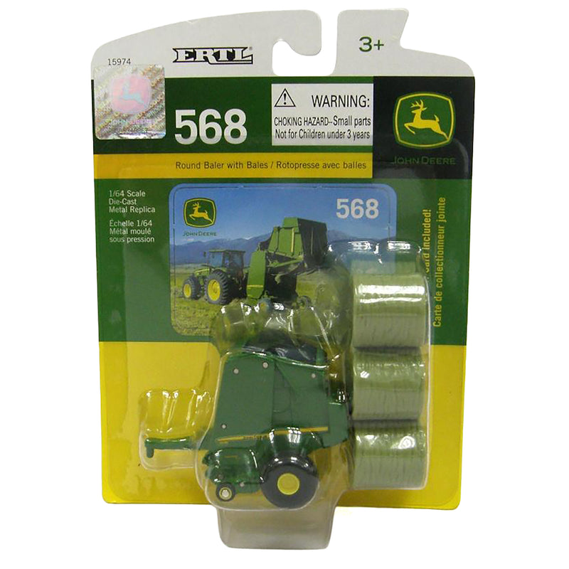 1/64 John Deere 568 Round Baler with Bales by ERTL