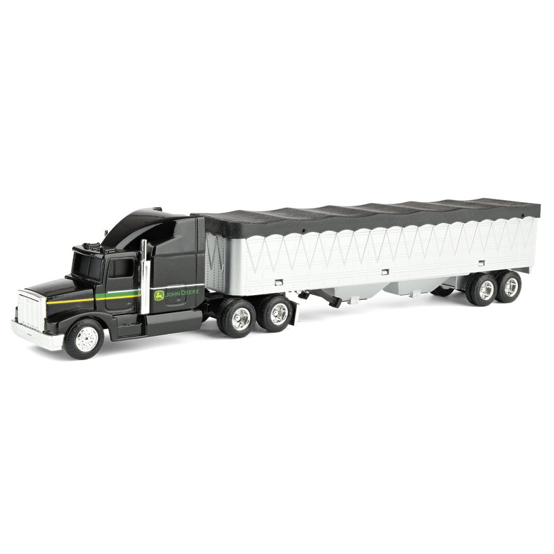1/64 John Deere Black Semi Truck with Grain Trailer, ERTL Replica Play