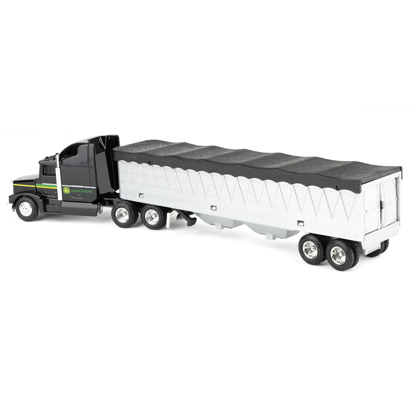 1/64 John Deere Black Semi Truck with Grain Trailer, ERTL Replica Play