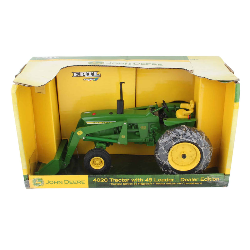 1/16 John Deere 4020 Tractor with 48 Loader and Chains by ERTL, Dealer Edition