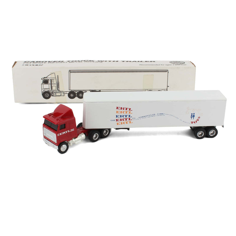 1/64 Red Cab Over Engine Truck with ERTL Box Trailer by ERTL