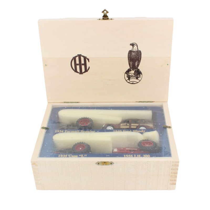 1/43 JI Case 1989 Limited Edition 4-Piece Truck & Tractor Set in Wooden Box by ERTL