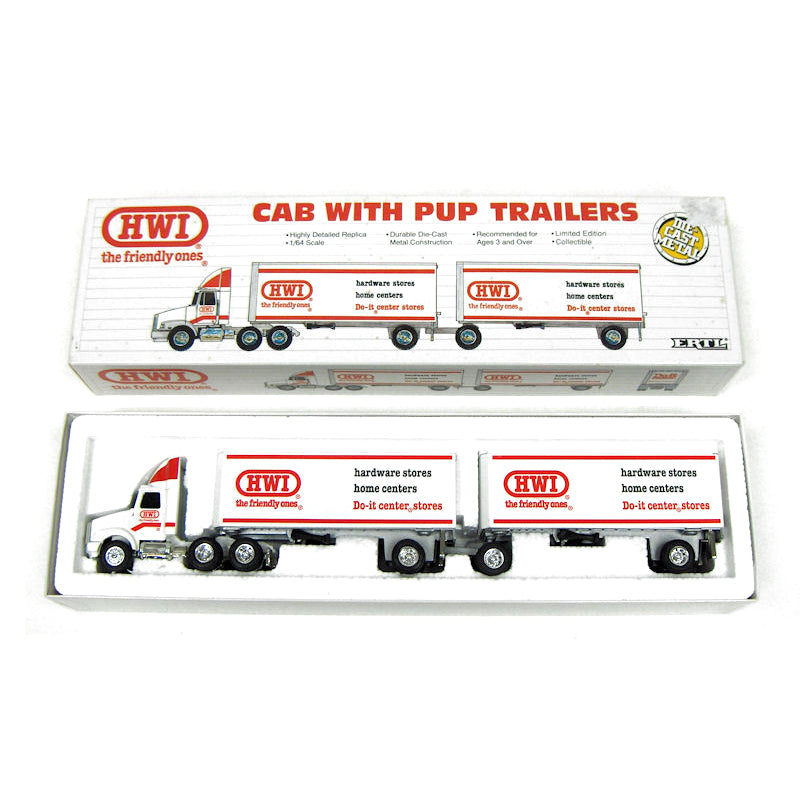 1/64 ERTL Volvo Semi w/ Double Trailers, HWI Logos