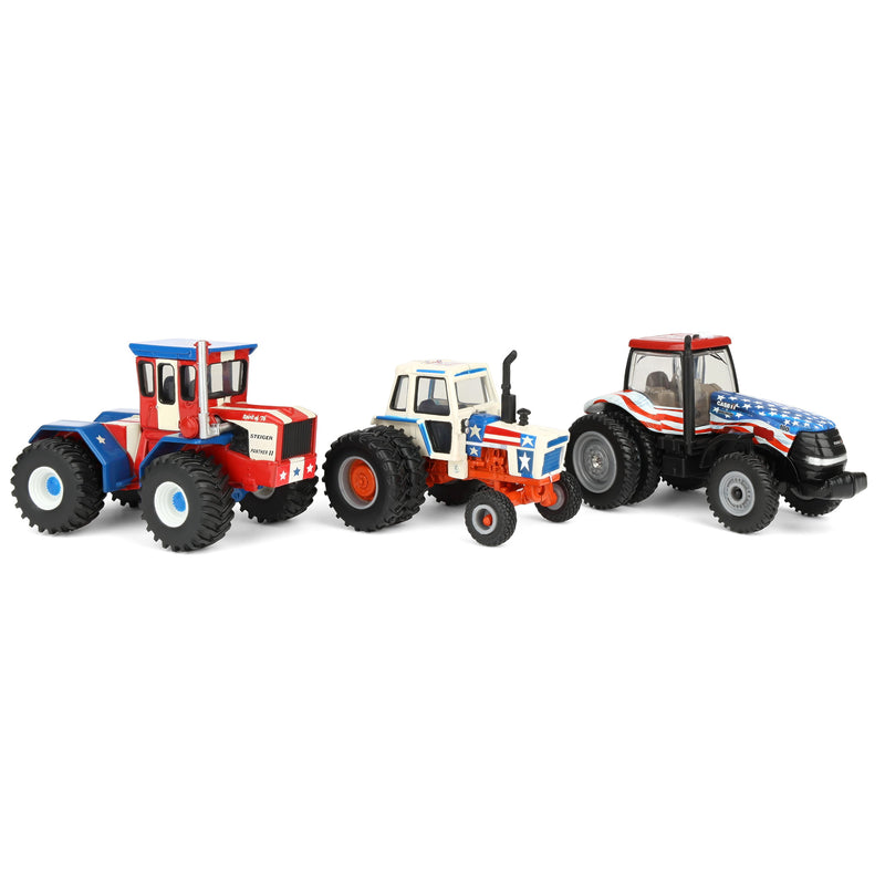 1/64 Steiger Panther II, Case 1570, & Case IH Magnum 180 Stars & Stripes Tractor Set by ERTL, USA 250