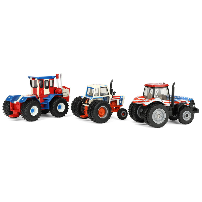 1/64 Steiger Panther II, Case 1570, & Case IH Magnum 180 Stars & Stripes Tractor Set by ERTL, USA 250