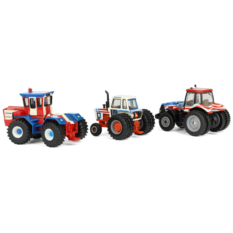 1/64 Steiger Panther II, Case 1570, & Case IH Magnum 180 Stars & Stripes Tractor Set by ERTL, USA 250