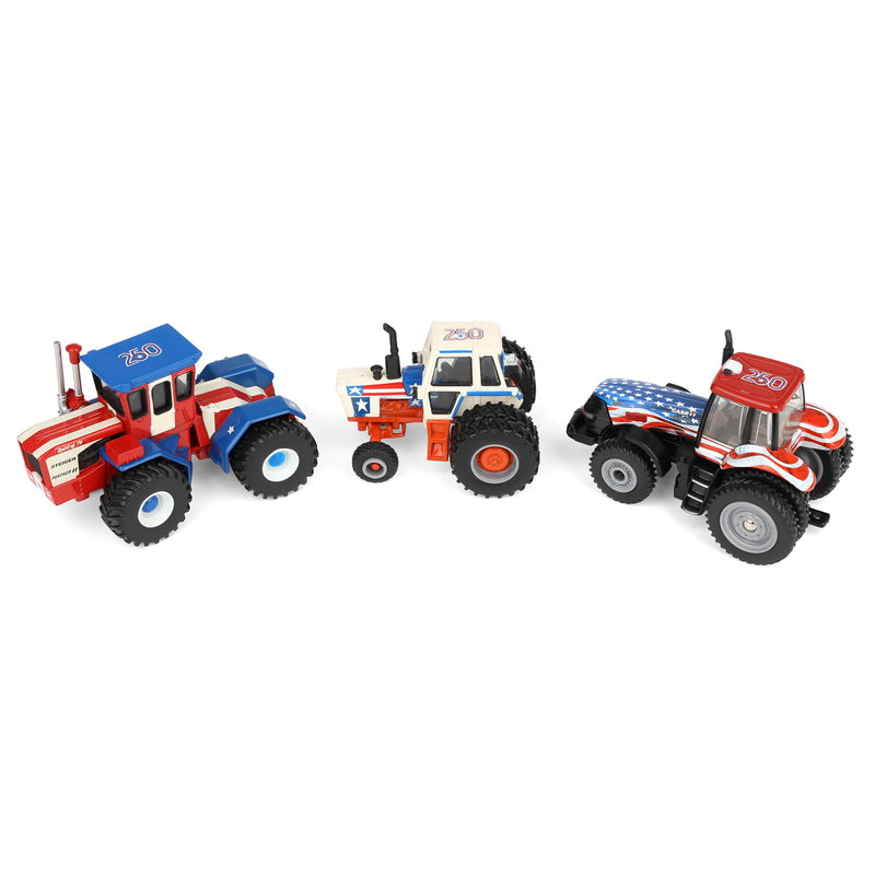 1/64 Steiger Panther II, Case 1570, & Case IH Magnum 180 Stars & Stripes Tractor Set by ERTL, USA 250