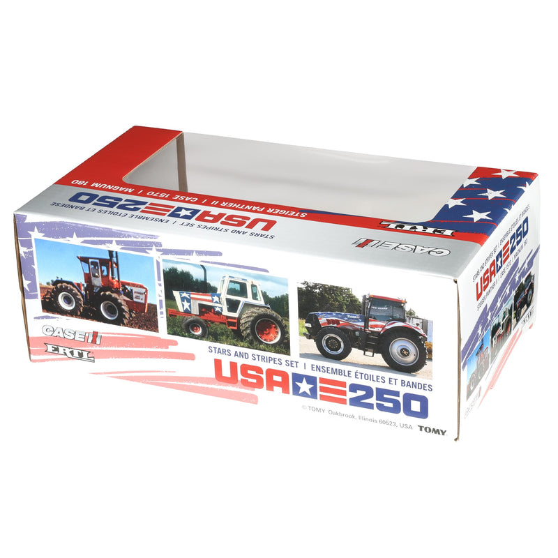 1/64 Steiger Panther II, Case 1570, & Case IH Magnum 180 Stars & Stripes Tractor Set by ERTL, USA 250