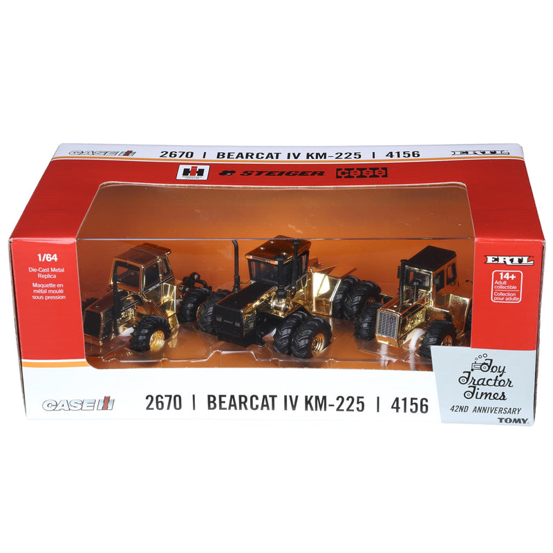 Gold Chrome Set ~ 1/64 Case, International & Steiger Tractors by ERTL, Toy Tractor Times 42nd Anniversary