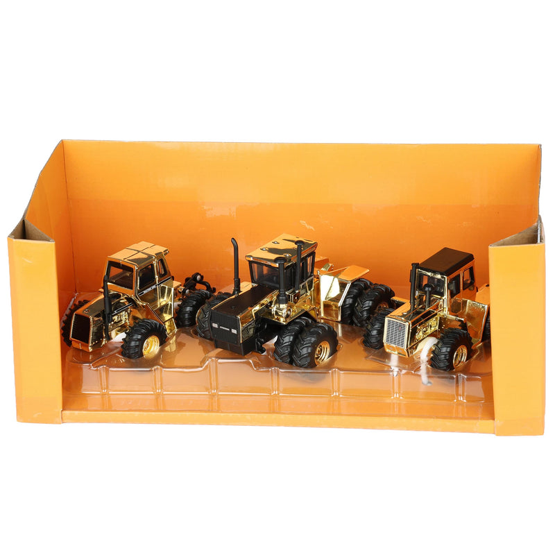 Gold Chrome Set ~ 1/64 Case, International & Steiger Tractors by ERTL, Toy Tractor Times 42nd Anniversary