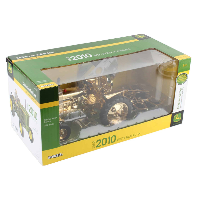 Gold ~ 1/16 John Deere 2010 Tractor with KBL Disc Harrow & DVD by ERTL, Collector Edition 50th Anniversary