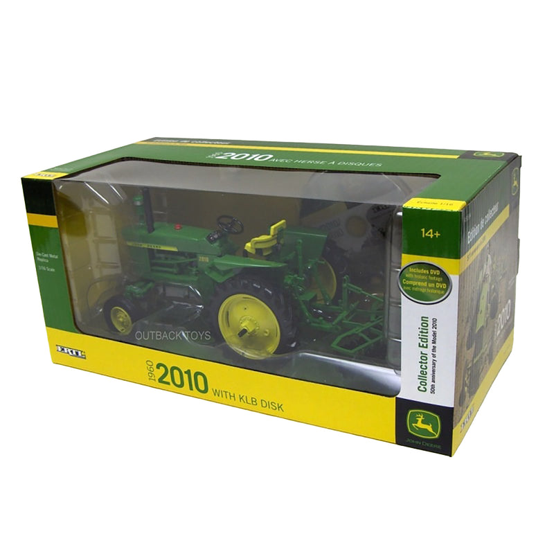 1/16 John Deere 2010 WF Tractor with KBL Disc Harrow & DVD by ERTL, Collector Edition 50th Anniversary