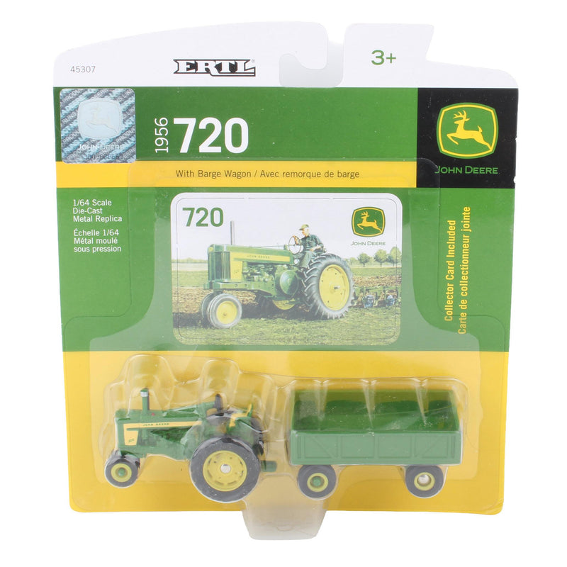 1/64 John Deere 720 Tractor with Narrow Front & Barge Wagon by ERTL