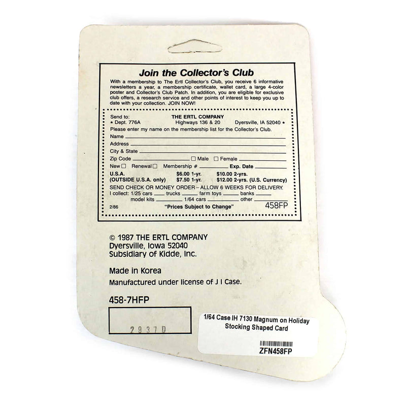 1/64 Case IH 7130 Magnum on Holiday Stocking Shaped Card