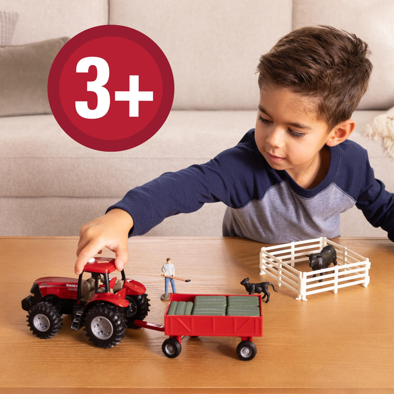 1/32 Case IH Farm Playset with Tractor, Wagon, Bales, Farmer, Animal, & Fence, ERTL Everyday Play