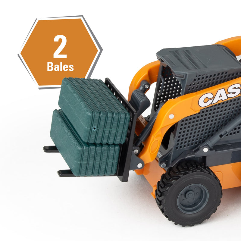 1/16 Case Skid Steer Farm Set with Attachments, Fence, Bales, & Farm Animal, ERTL Big Farm