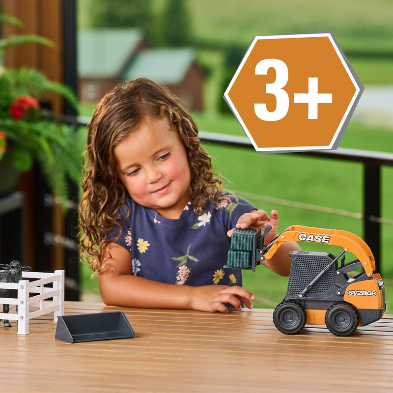 1/16 Case Skid Steer Farm Set with Attachments, Fence, Bales, & Farm Animal, ERTL Big Farm