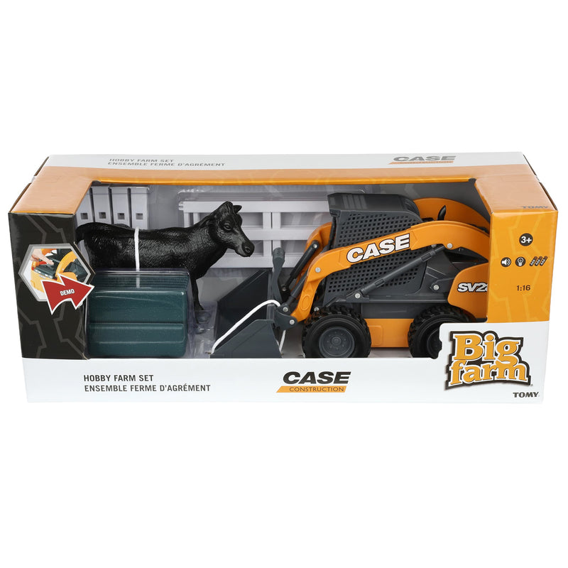 1/16 Case Skid Steer Farm Set with Attachments, Fence, Bales, & Farm Animal, ERTL Big Farm