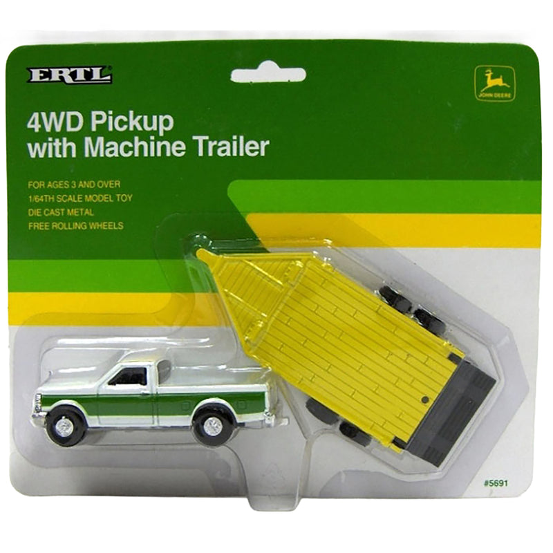 1/64 John Deere Ford 4WD Pickup with Machine Trailer by ERTL