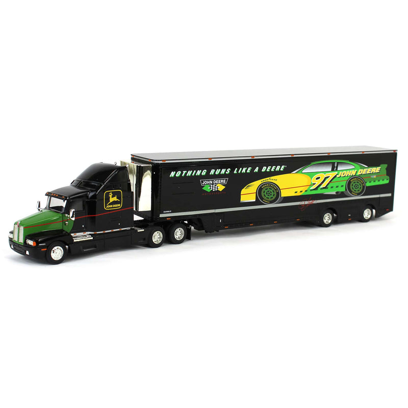 1/43 Kenworth T600B Truck with John Deere 97 Motorsports Transporter Featherlite Trailer by ERTL