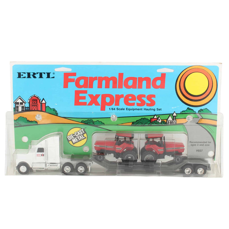 1/64 International Semi Truck with Lowboy Hauler & 2 Case IH 7130 Tractors by ERTL