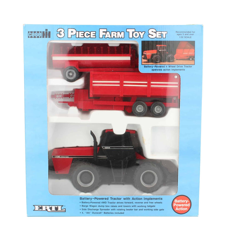 1/32 3-Piece Battery Operated Case 4994 Tractor with Barge Wagon and Manure Spreader by ERTL