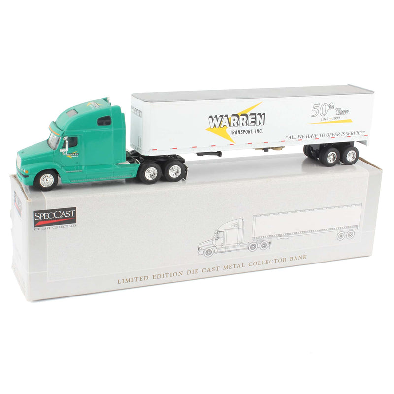 1/64 Freightliner C120 Warren Transport Diecast Semi Truck with Trailer Bank by SpecCast