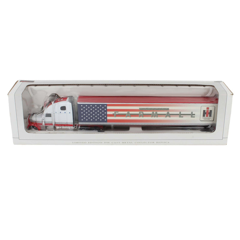1/64 International Harvester McCormick Farmall Freightliner Classic XL Semi Truck & Trailer, American Flag Patriotic Deco