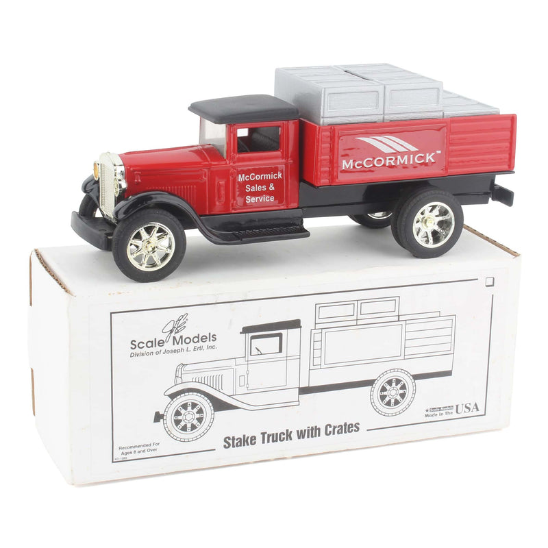 (B&D) 1931 International Stake Truck with Crates, McCormick Sales & Service, 1992 Farm Progress Show - Damaged Item